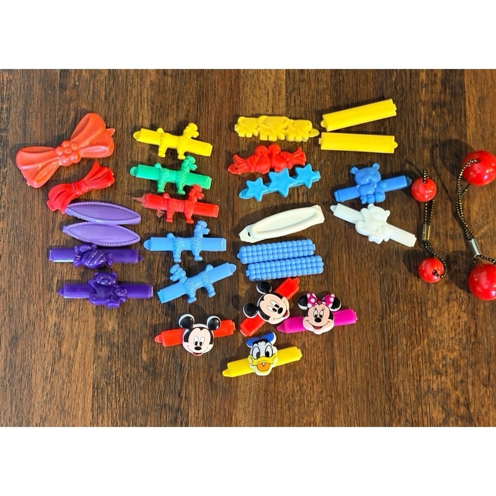 Lot of vintage 80s plastic hair barrettes.  Minnie and Mickey Mouse. Retro fun